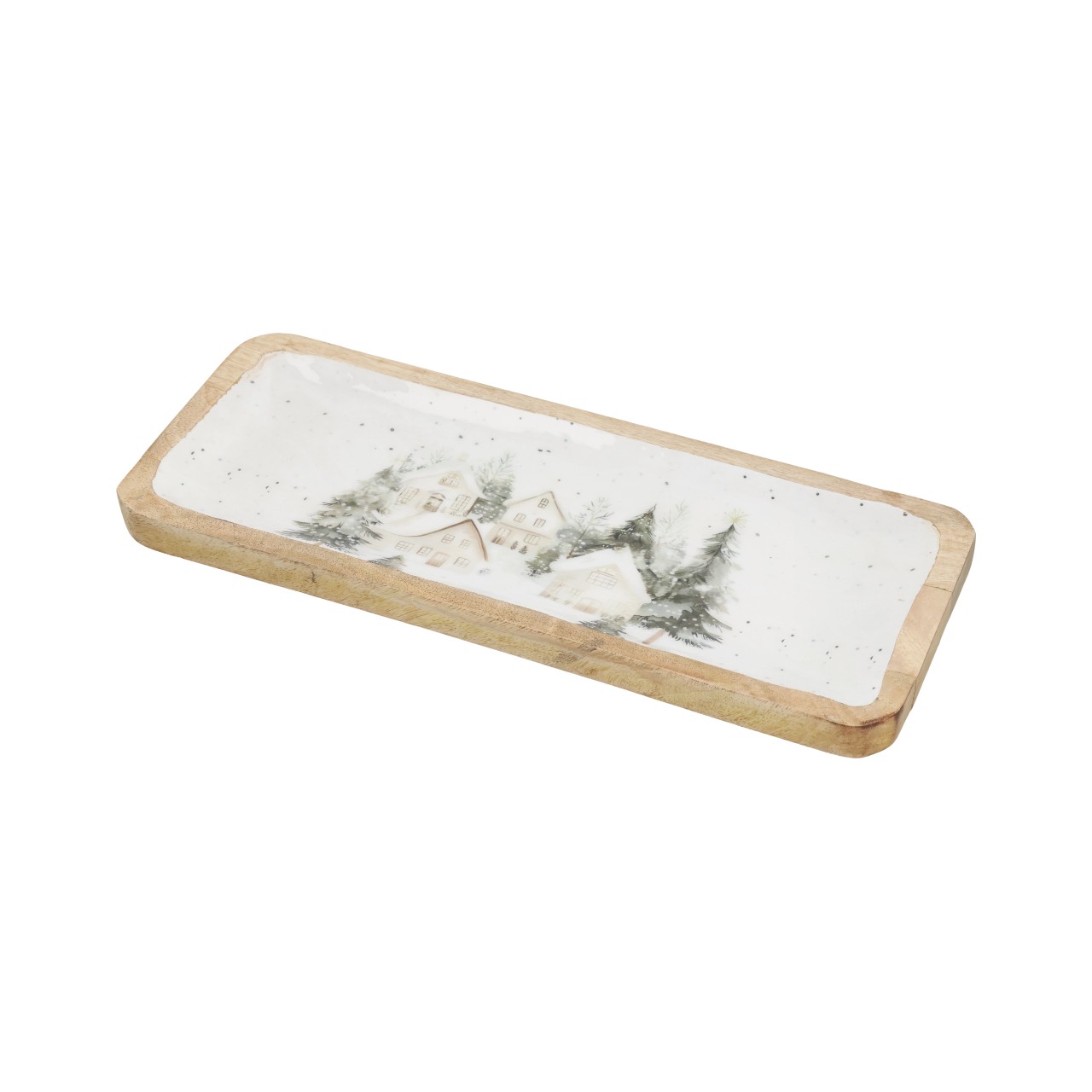 Doko Teller Weihnachts Dekor aus Mangoholz Weiß (B/H/T) 38x2x15cm