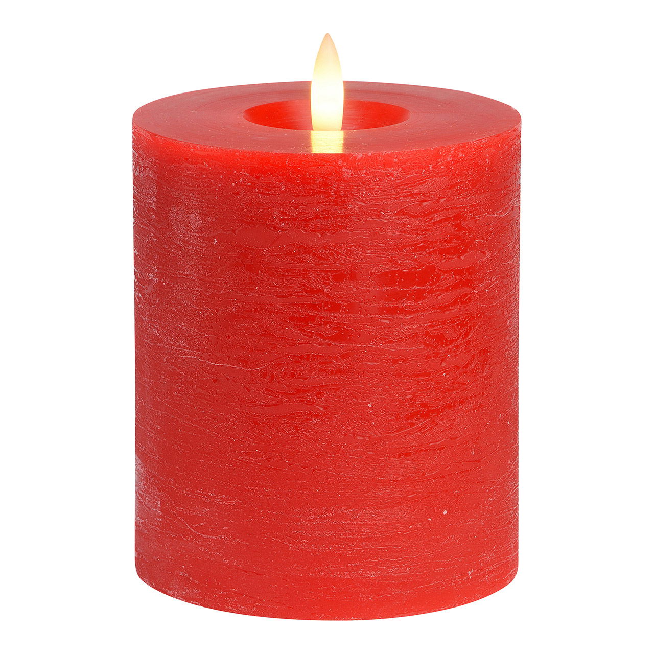 Candle LED red, flickering light, exclusive 3xAA made of wax (W/H/D) 10x12x10cm