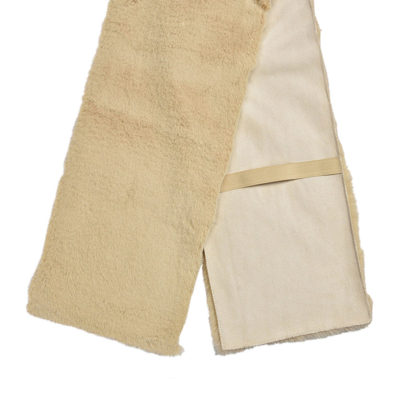 Bierbank Sitzauflage Kannichenfell aus Polyester, mit Gummiband, Beige (B/H/T) 220x25x2cm Dekoration für Zuhause