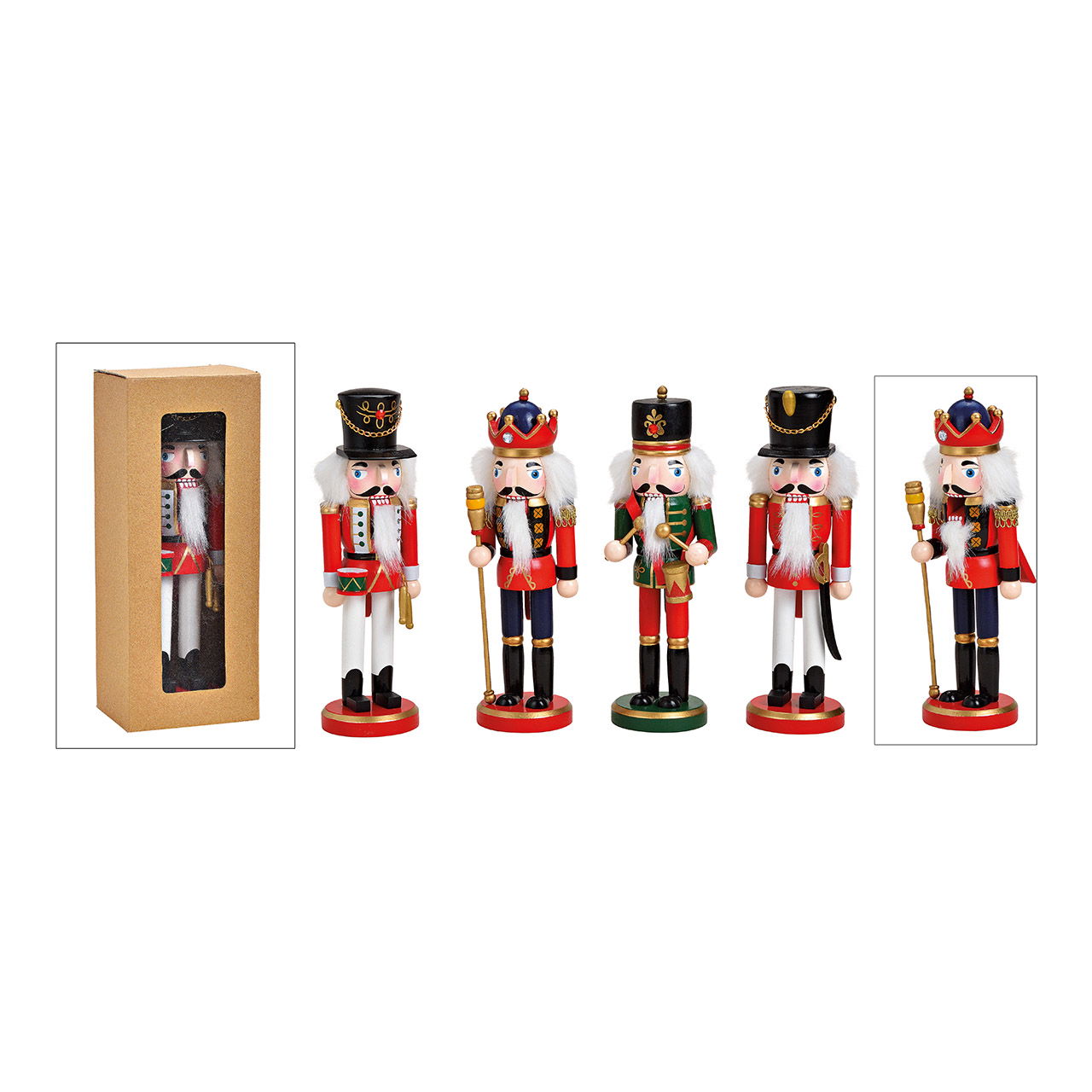 Nussknacker aus Holz Bunt 4-fach (B/H/T) 8x26x7cm Nussknacker aus Holz Bunt 4-fach (B/H/T) 8x26x7cm