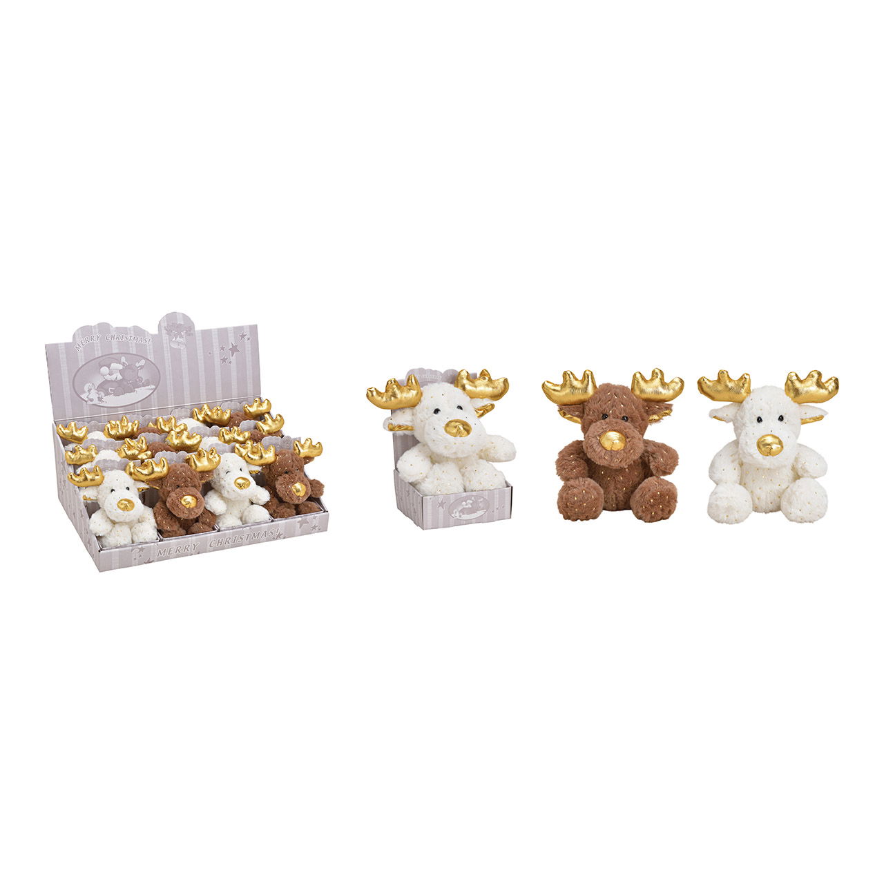 Elan en peluche Brun, blanc 2 fois, (L/H/P) 9x13x9cm Elan en peluche Brun, blanc 2 fois, (L/H/P) 9x13x9cm