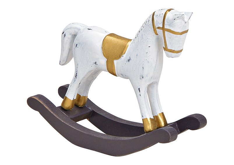 Cavallo a dondolo in legno Bianco, oro (L/H/D) 13x11x4cm