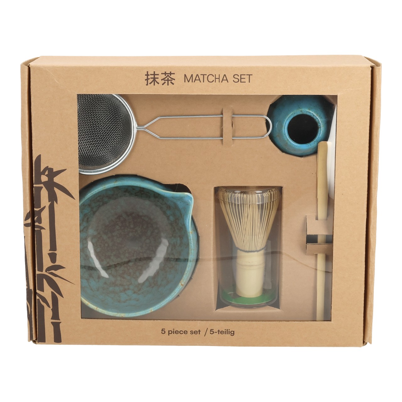 Matcha-Set, Tee-Utensilien, Chasen, Bambus-Schneebesen, Keramikschale