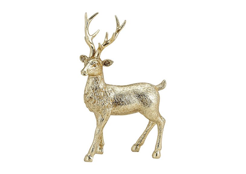 Deer gold poly 14x8x21 cm