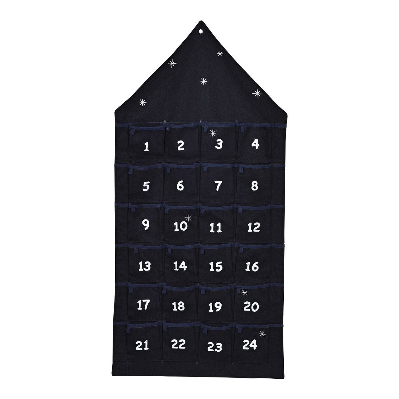 Adventskalender huisje van textiel, zwart (B/H) 48x96cm Adventskalender huisje van textiel, zwart (B/H) 48x96cm