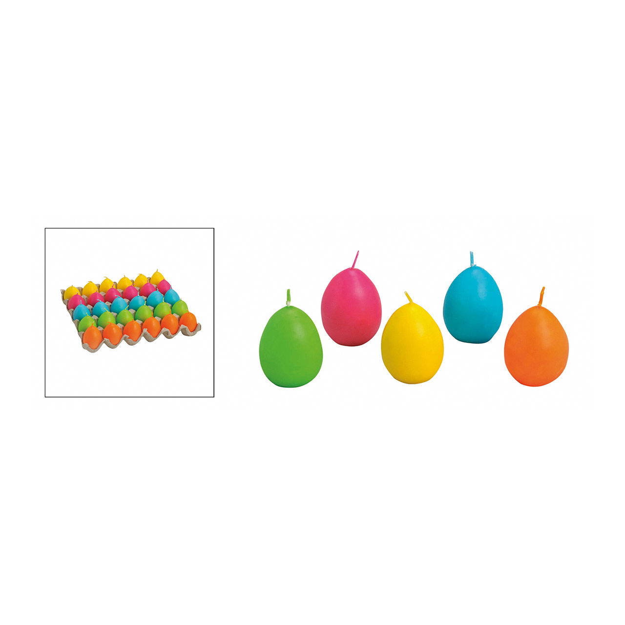 Egg candle colored, 5 assorted, 5 cm Egg candle colored, 5 assorted, 5 cm