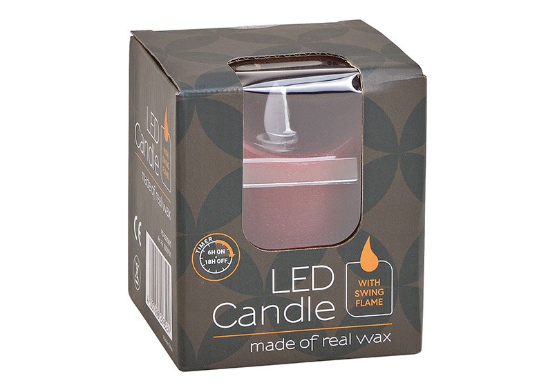 Candle led, flickering light, with timer made of wax bordeaux (w / h / d) 7.5x10x7.5cm