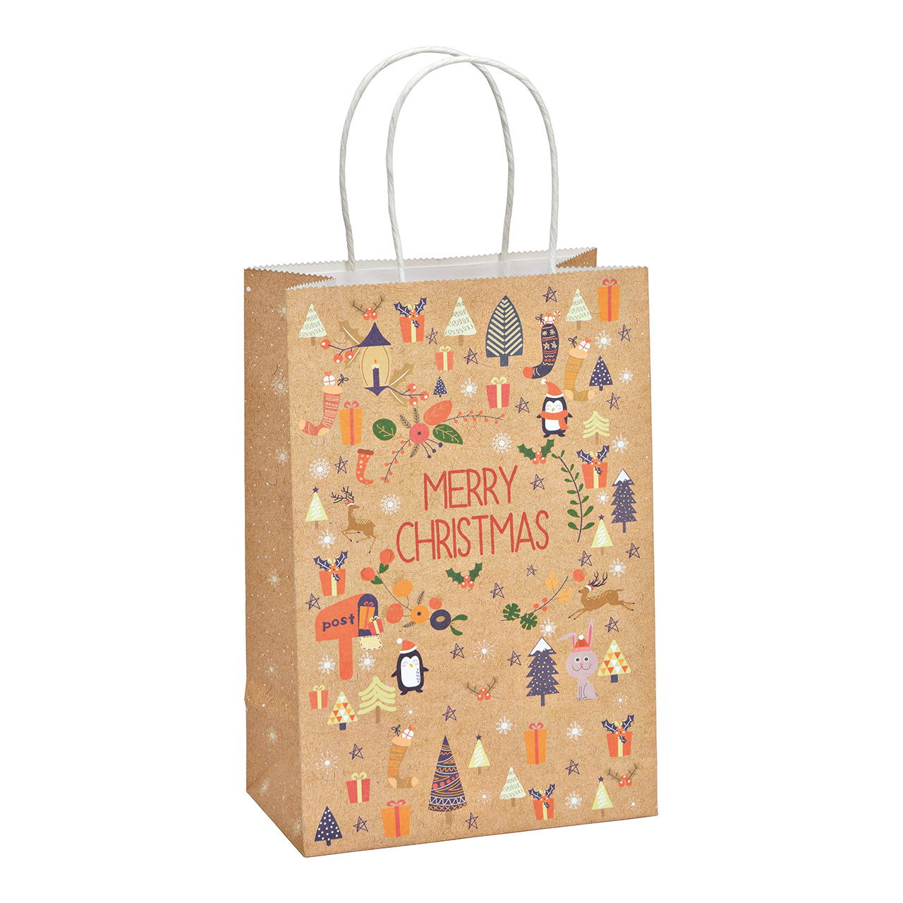 Geschenktüte, Weihnachts Dekor, aus Papier/Pappe braun (B/H/T) 18x27x10cm Geschenktüte, Weihnachts Dekor, aus Papier/Pappe braun (B/H/T) 18x27x10cm