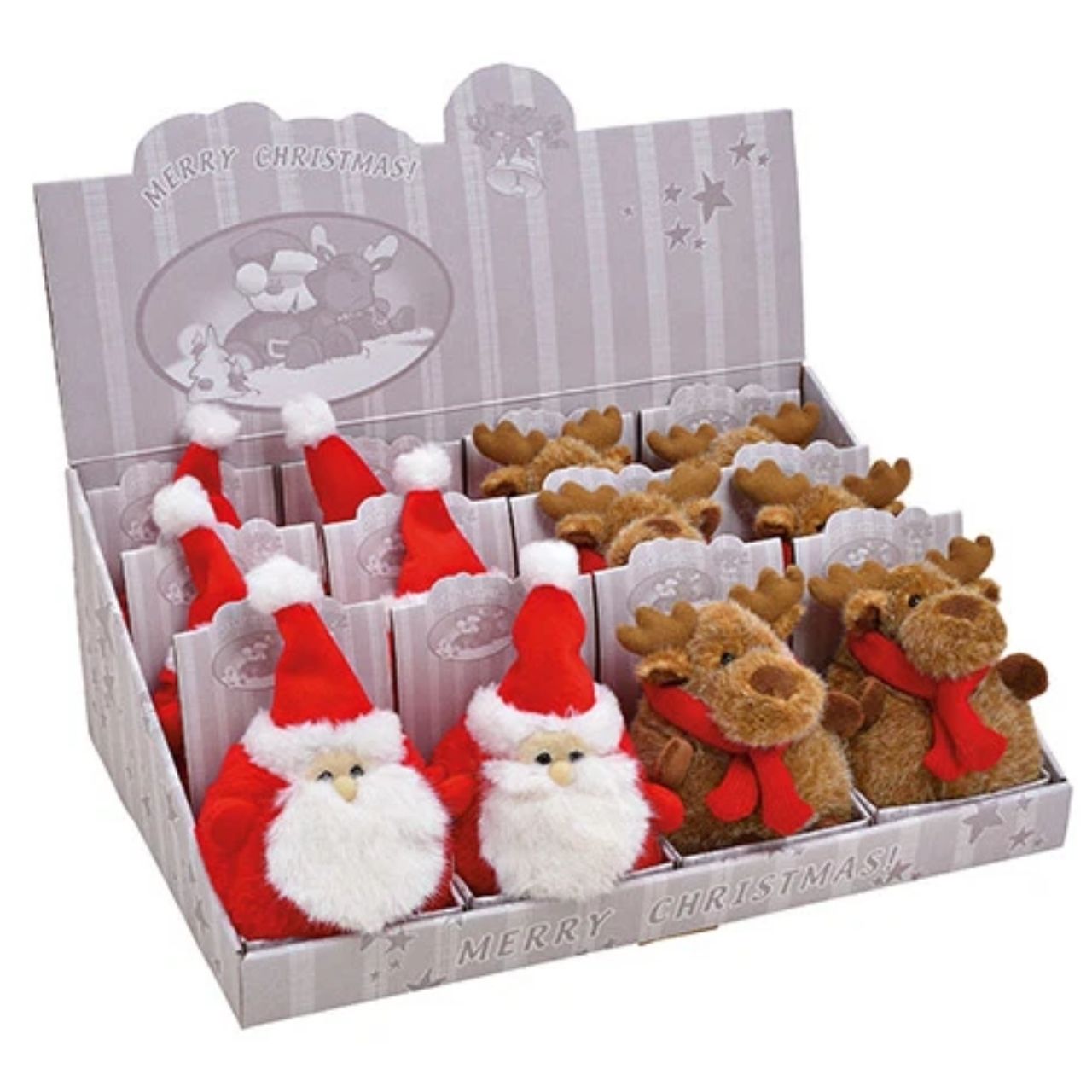Nikolaus, Elch aus Plüsch Braun, rot 2-fach, (B/H/T) 11x14x8cm Weihnachtsdeko, Plüschfigur, Santa, Rentier, Weihnachtsstrumpf