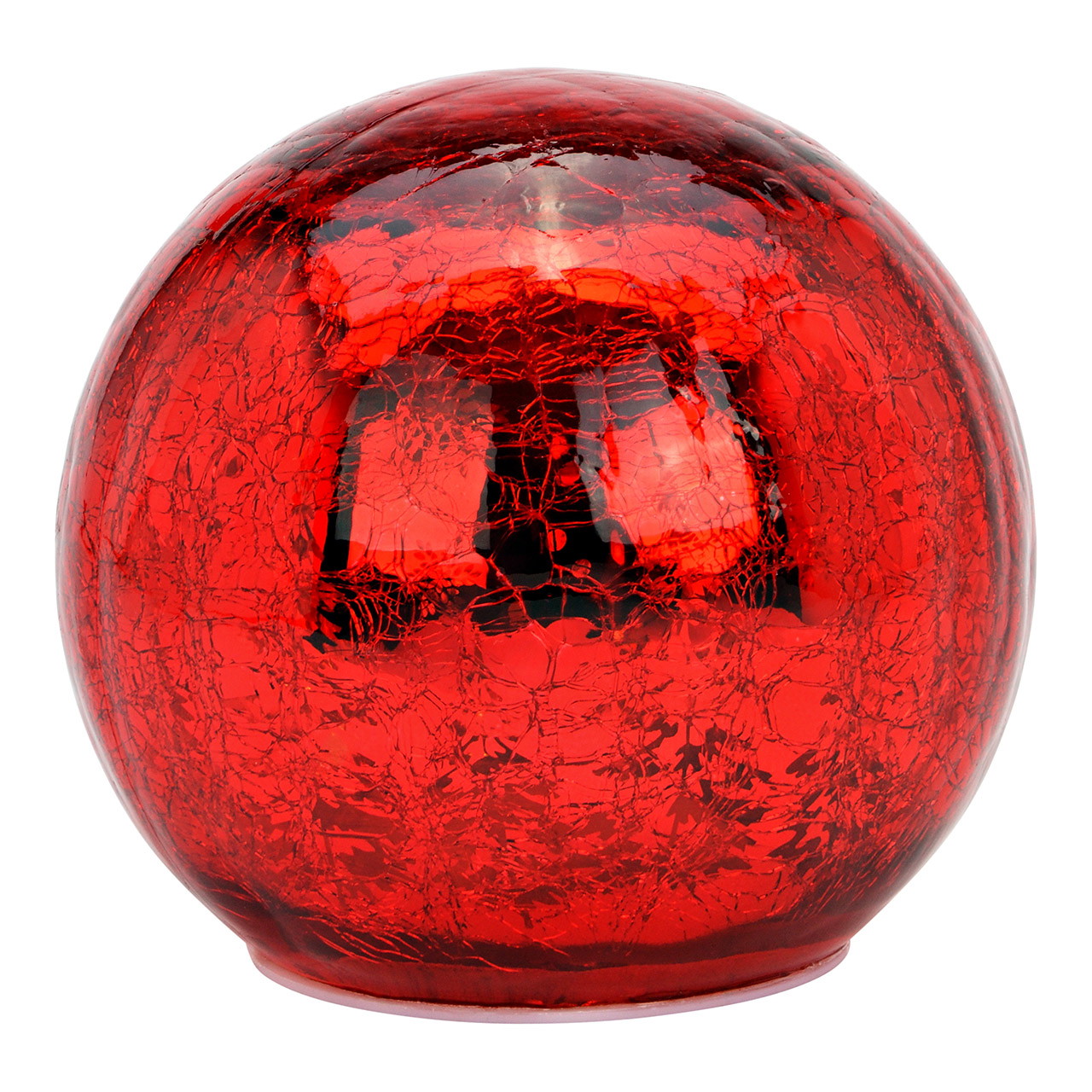 LED Kugel Crackle mit Timer Funktion aus Glas, Rot (B/H/T) 15x13x15cm (exkl. 3xAA) | 10044525
