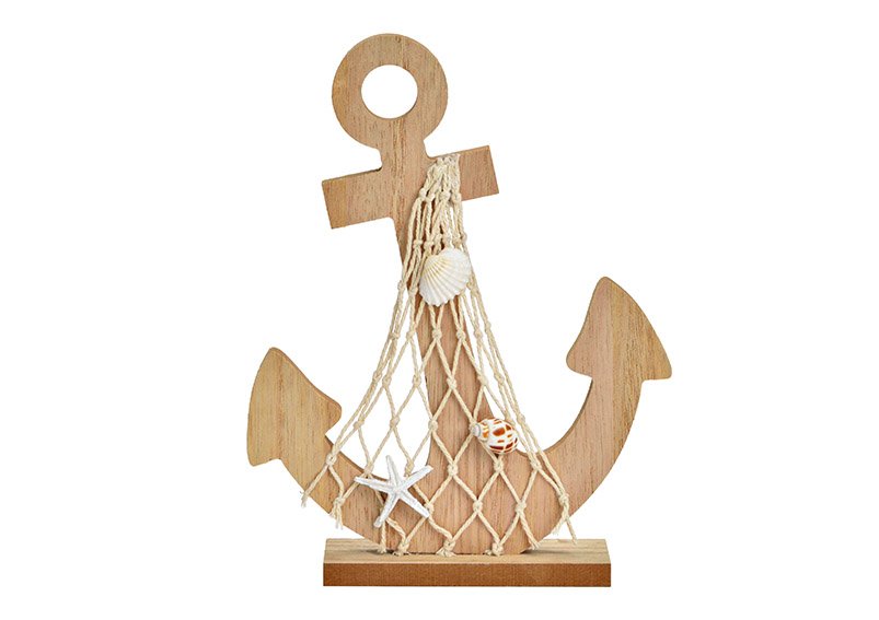 Anchor made of wood natural (W/H/D) 16x21x4cm
