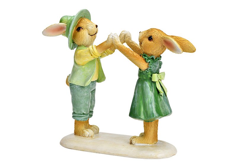 Pair of rabbits from poly green (W/H/D) 14x13x5cm
