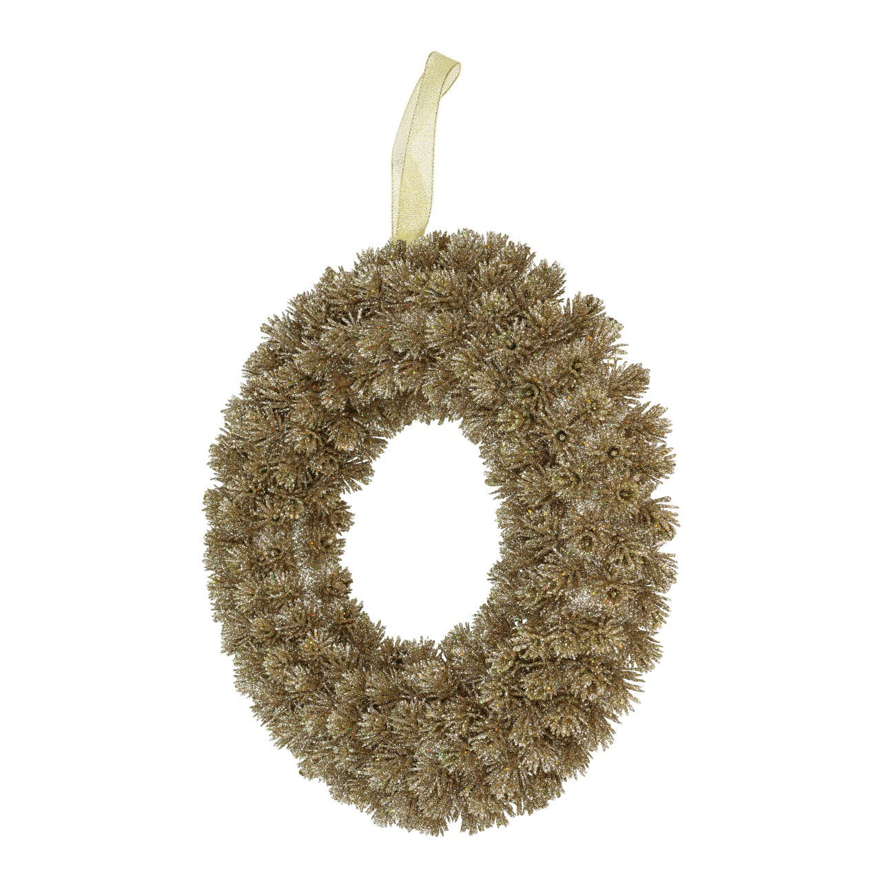 Hangende kerstkrans van goudkleurig plastic (B/H/D) 30x30x6cm Hangende kerstkrans van goudkleurig plastic (B/H/D) 30x30x6cm