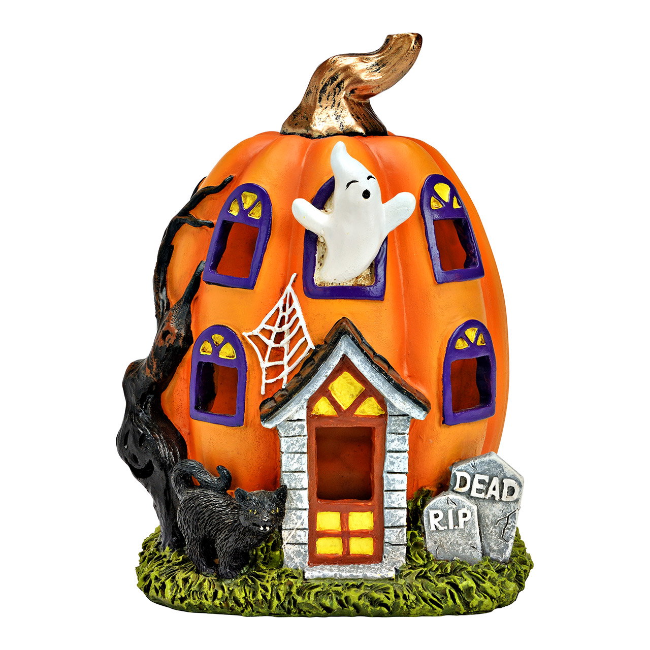 Halloween, Kürbis, Haus, Geist, Katze