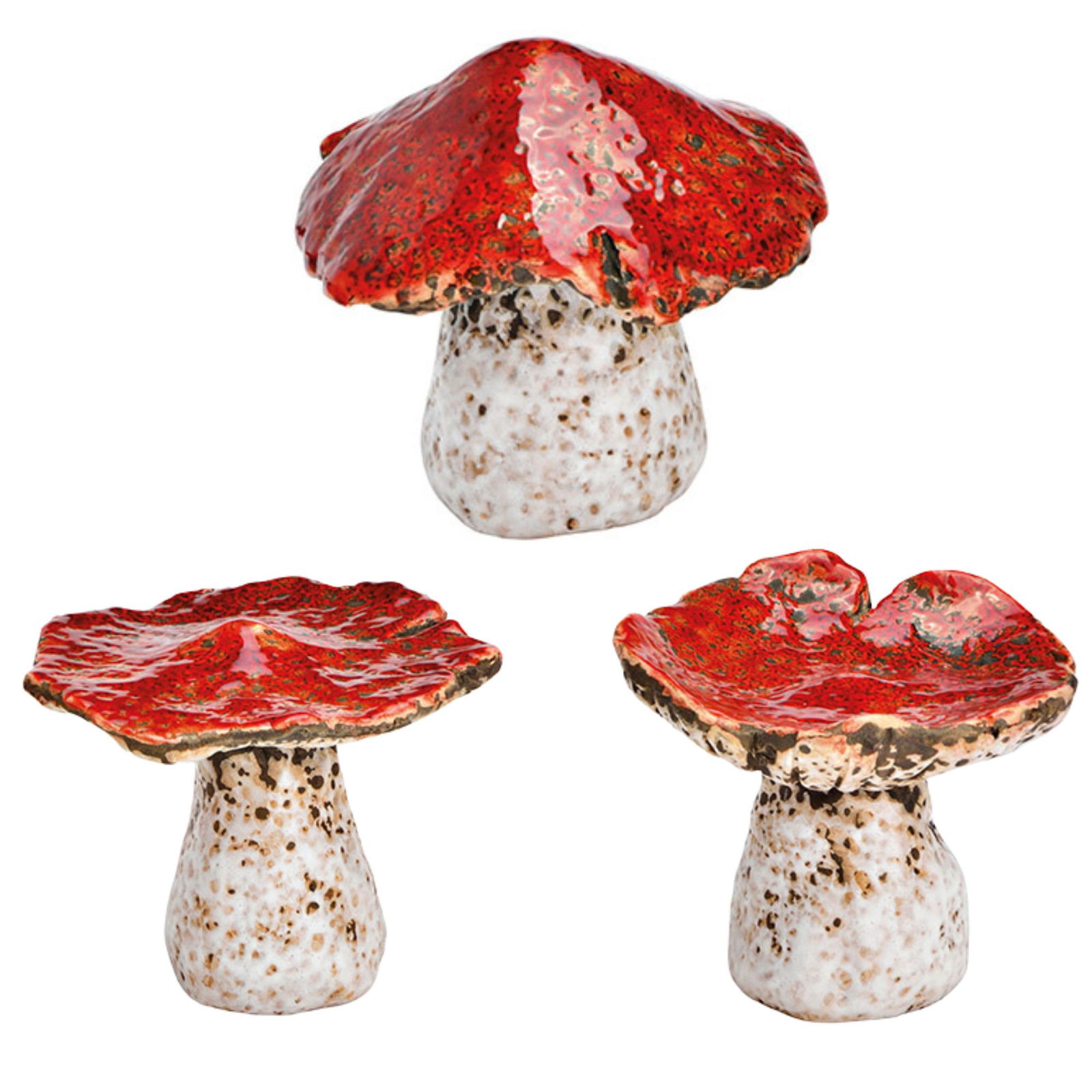 Mushroom made of stoneware, 3-fold, brown (W/H/D) 9x12x9cm | 10043662
