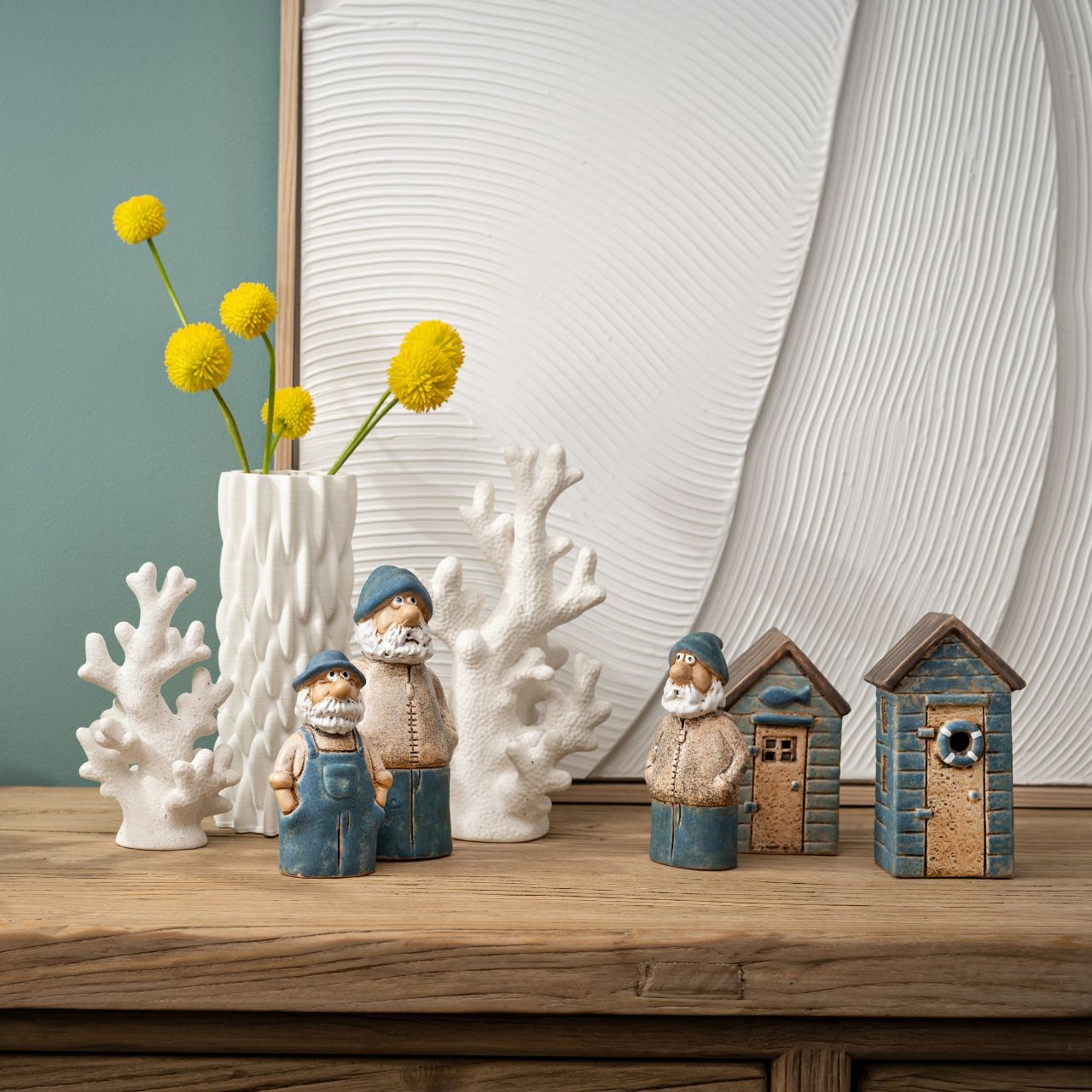 Sailor made of stoneware blue 2-fold, (W/H/D) 7x16x6cm 7x15x6cm Sailor made of stoneware blue 2-fold, (W/H/D) 7x16x6cm 7x15x6cm