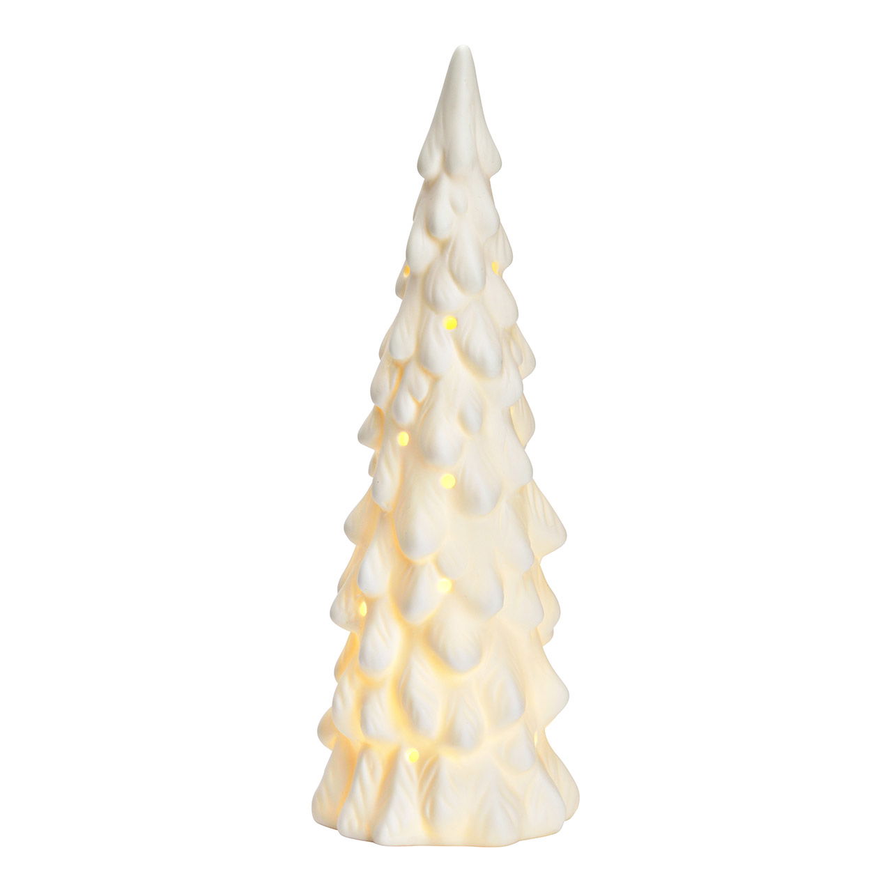 Árbol de Navidad con LED de porcelana, blanco (A/A/A) 8x25x8cm Funcionamiento con pilas 3xLR44 no incluidas