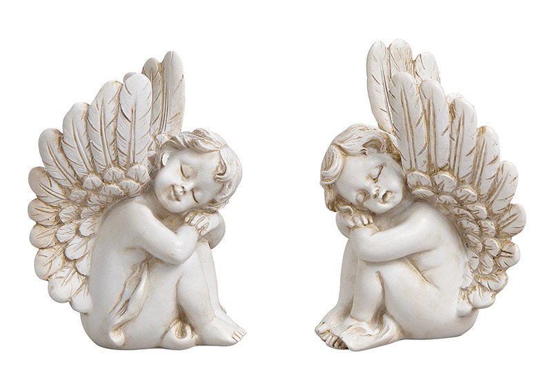 Sitting angel made of poly white (w / h / d) 6x10x8cm