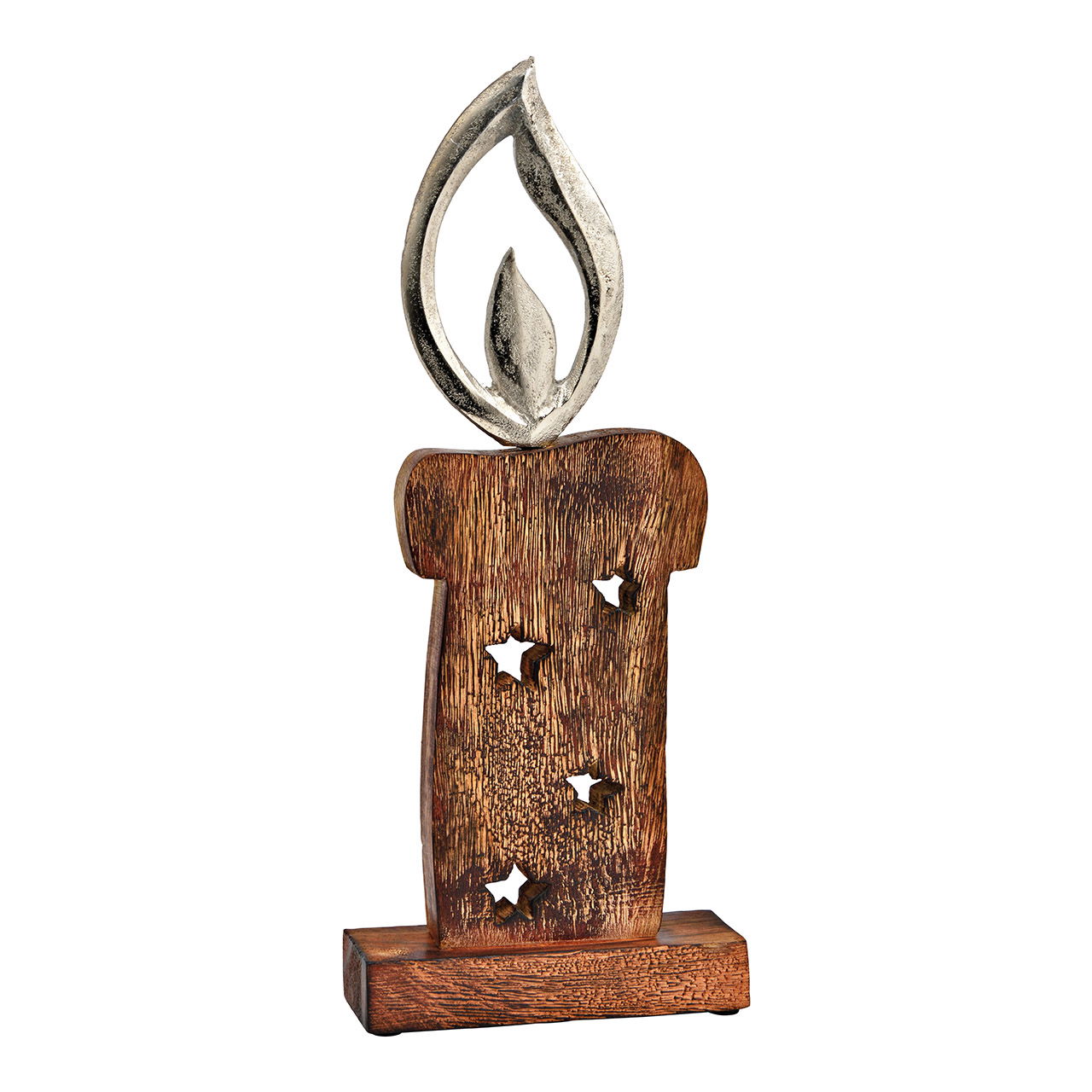 Stand candle mango wood brown (W/H/D) 15x37x5cm