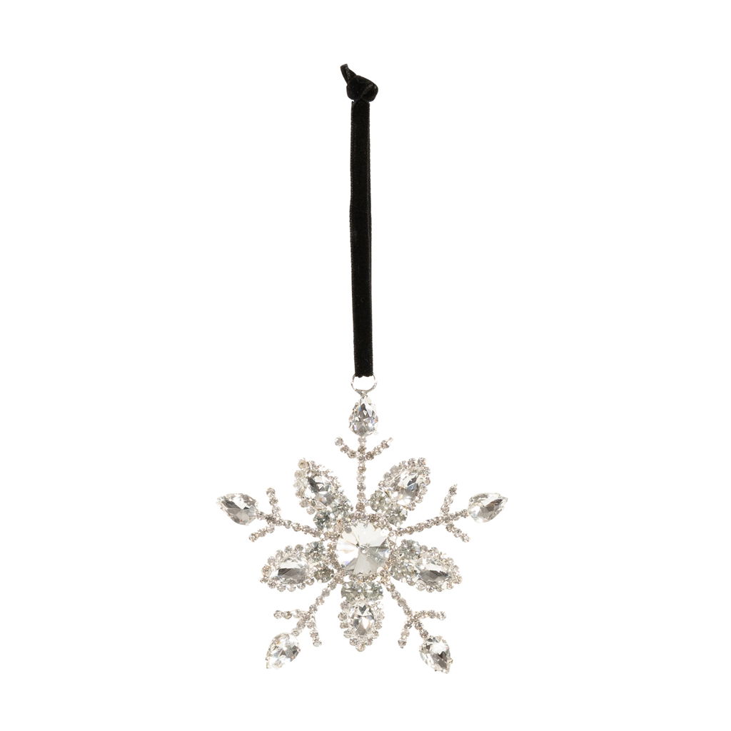 Suspension de Noël strass flocon, verre/métal, 10cm, 1 pc, argent, @ Zubehor, Ohrring, Schmuck, Diamant, Edelstein