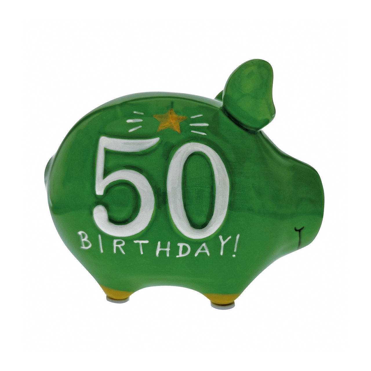 KCG Sparschwein "50 Birthday" aus Keramik, Grün/Gold (B/H/T) 12,5x9x9 cm Kleinschwein KCG Sparschwein "50 Birthday" aus Keramik, Grün/Gold (B/H/T) 12,5x9x9 cm Kleinschwein