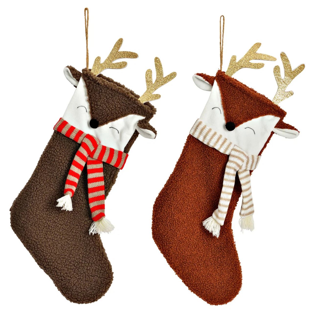 Kerstman laars hert decor gemaakt van textiel, 2-voudig, bruin (B/H/D) 24x55x2cm Filzstiefel, Rentier, Schals, Winterdeko, Hänger