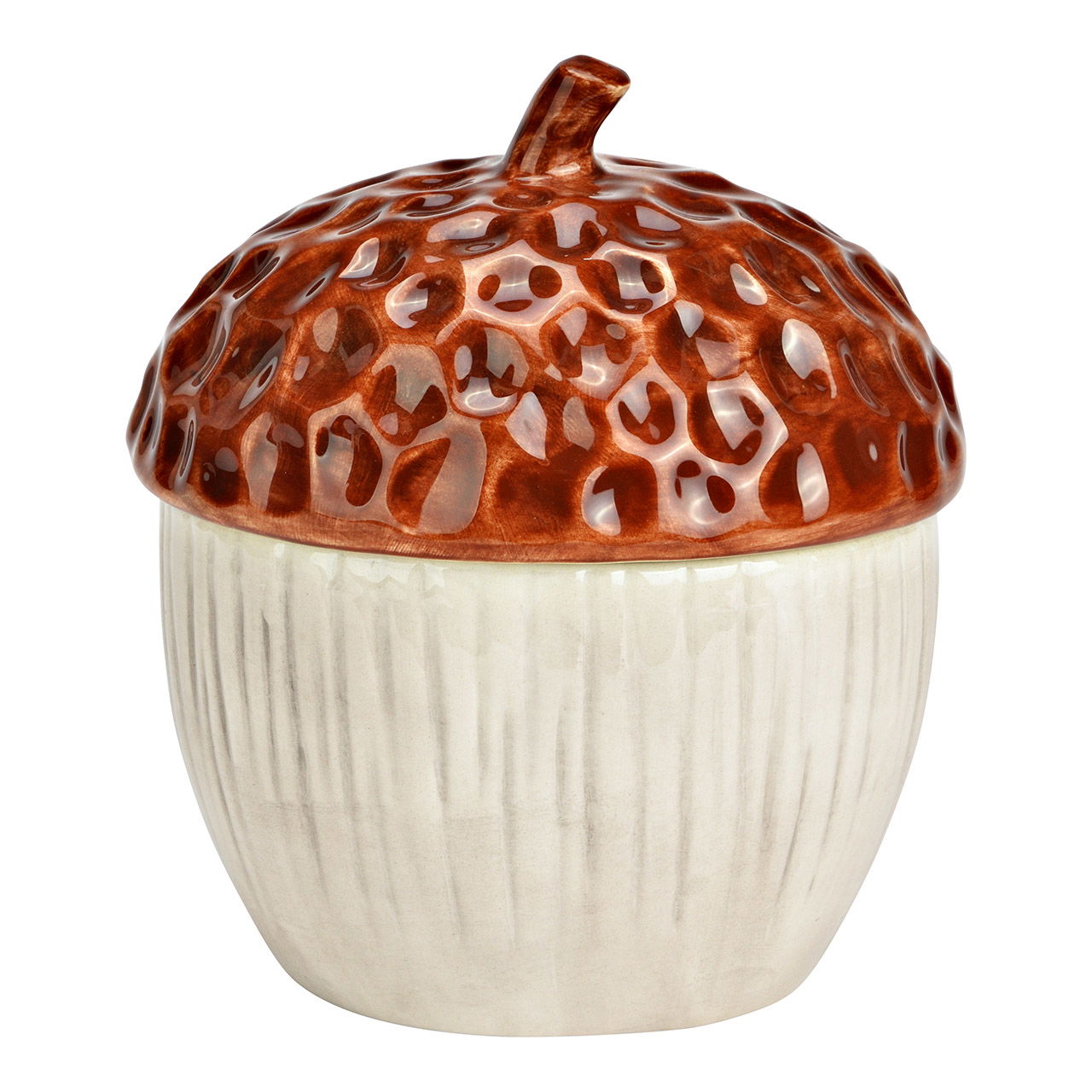 Acorn nut box made of ceramic, white/brown (W/H/D) 14x16x14cm Acorn nut box made of ceramic, white/brown (W/H/D) 14x16x14cm
