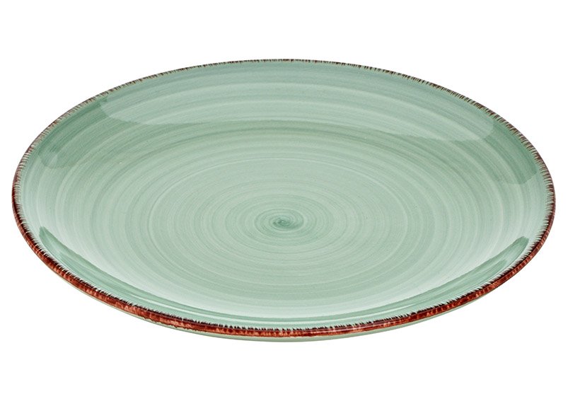 Stoneware plate green (W/H/D) 19x2x19cm