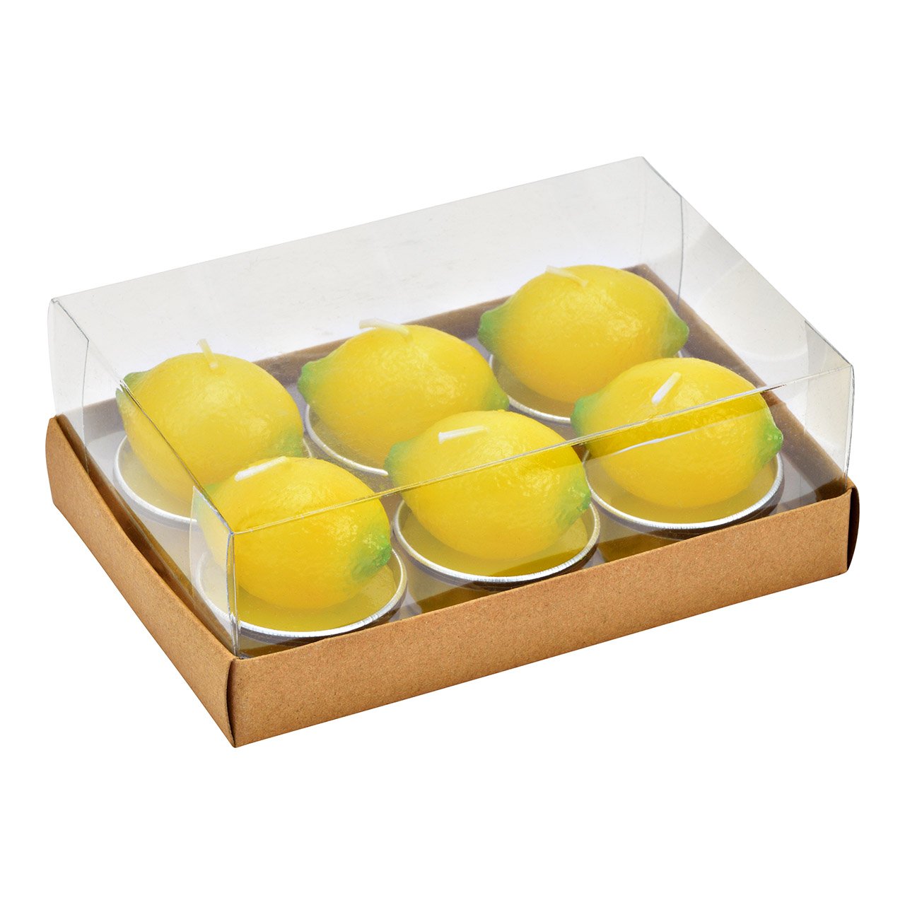 Candela Tealight lemon 4x4x4cm set di 6, in cera, giallo (L/H/D) 14x8x9cm