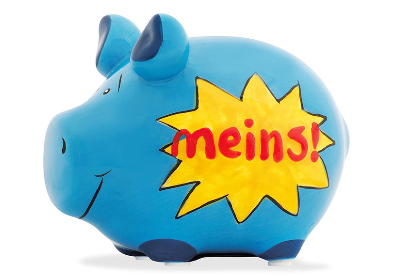 Sparschwein Company Sparschwein "Meins" aus Keramik, Blau/Gelb/Rot (B/H/T) 12,5x9x9cm Kleinschwein Sparschwein Company Sparschwein "Meins" aus Keramik, Blau/Gelb/Rot (B/H/T) 12,5x9x9cm Kleinschwein