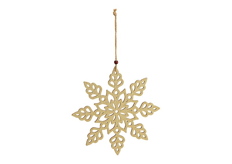 Hanger snowflake of wood natural (W/H) 23x23cm