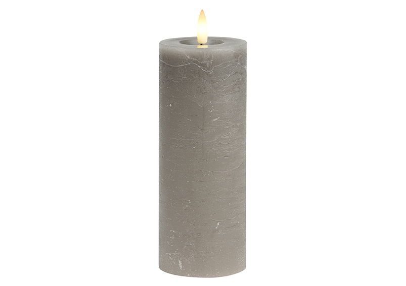 Candle LED taupe, flickering light, exclusive 2xAAA made of wax (W/H/D) 7x18x7cm