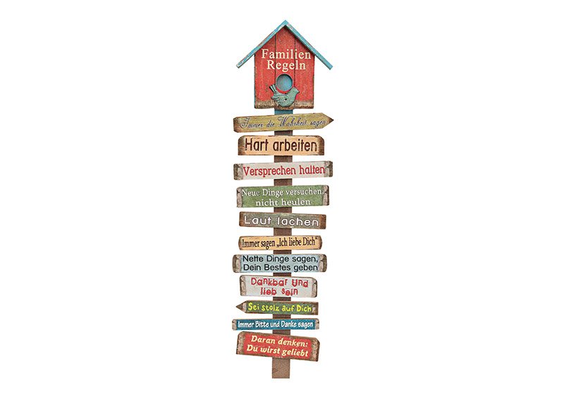 Wall picture family rules wood 28x6x96 cm
