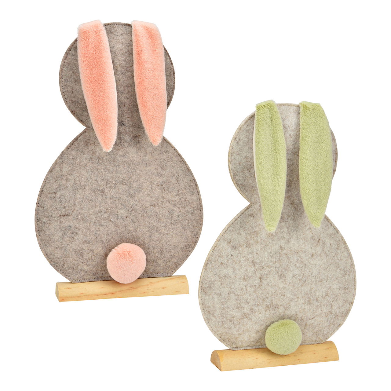 Hase aus Filz, 2-fach, Beige/Rosa/Grün (B/H/T) 24x38x5cm Plüsch, Spielzeug