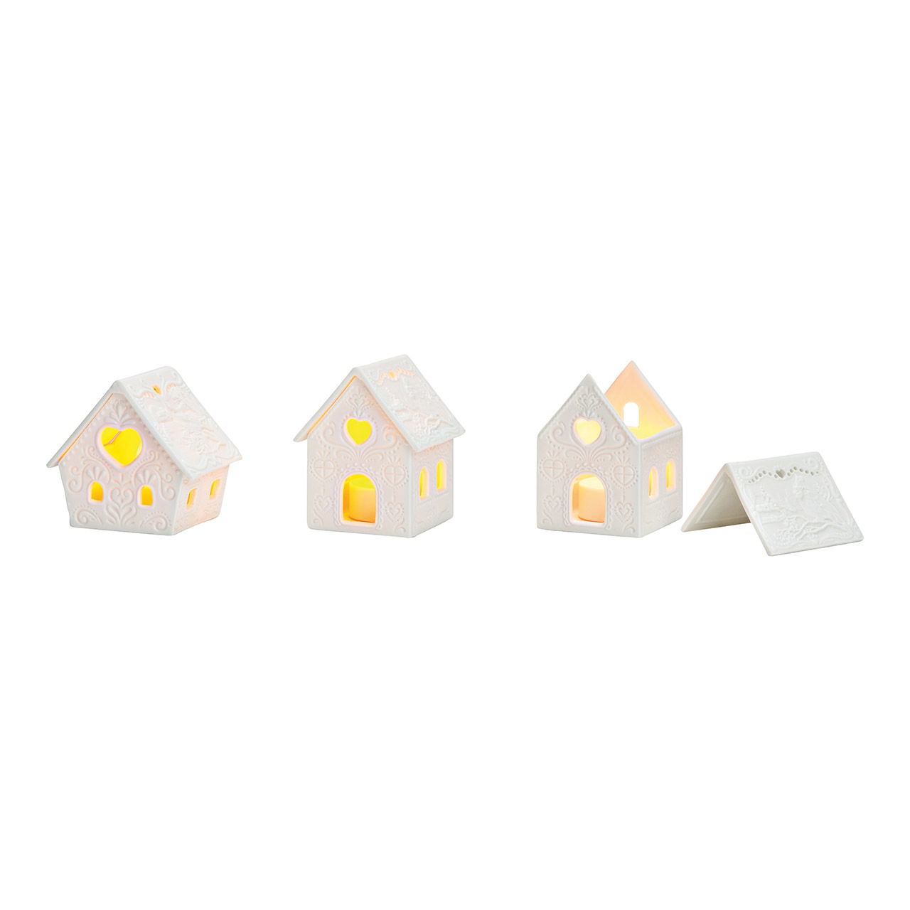 Porcelain tea light house (only for LED tea lights), 2-fold, white (W/H/D) 8x9x6cm