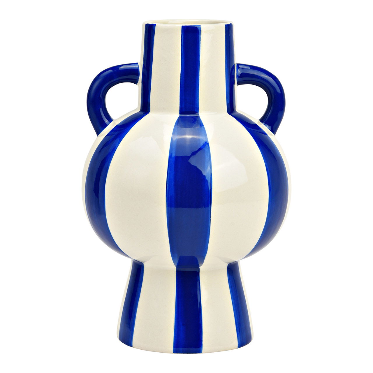 Vase gestreift aus Keramik, Blau/Weiß (B/H/T) 15x24x15cm Krug, Töpferei, Vase, Porzellan, Tasse