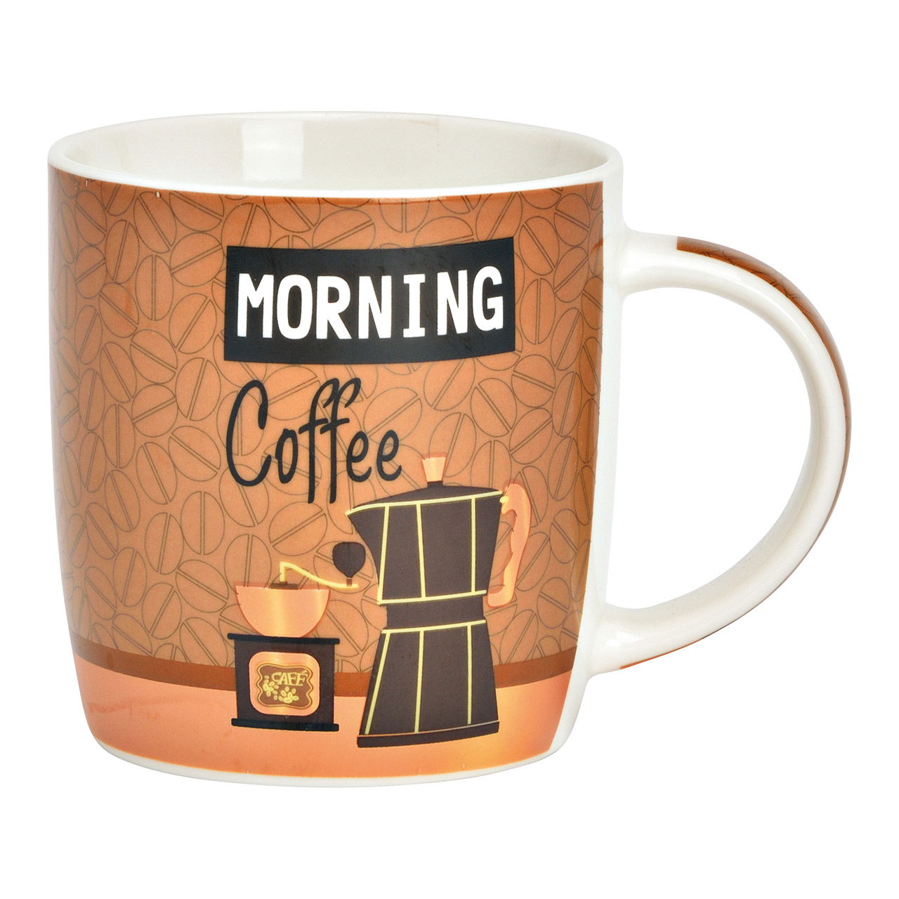 Mug, Morning Coffee, en porcelaine marron (L/H/P) 12x9x9cm 350ml