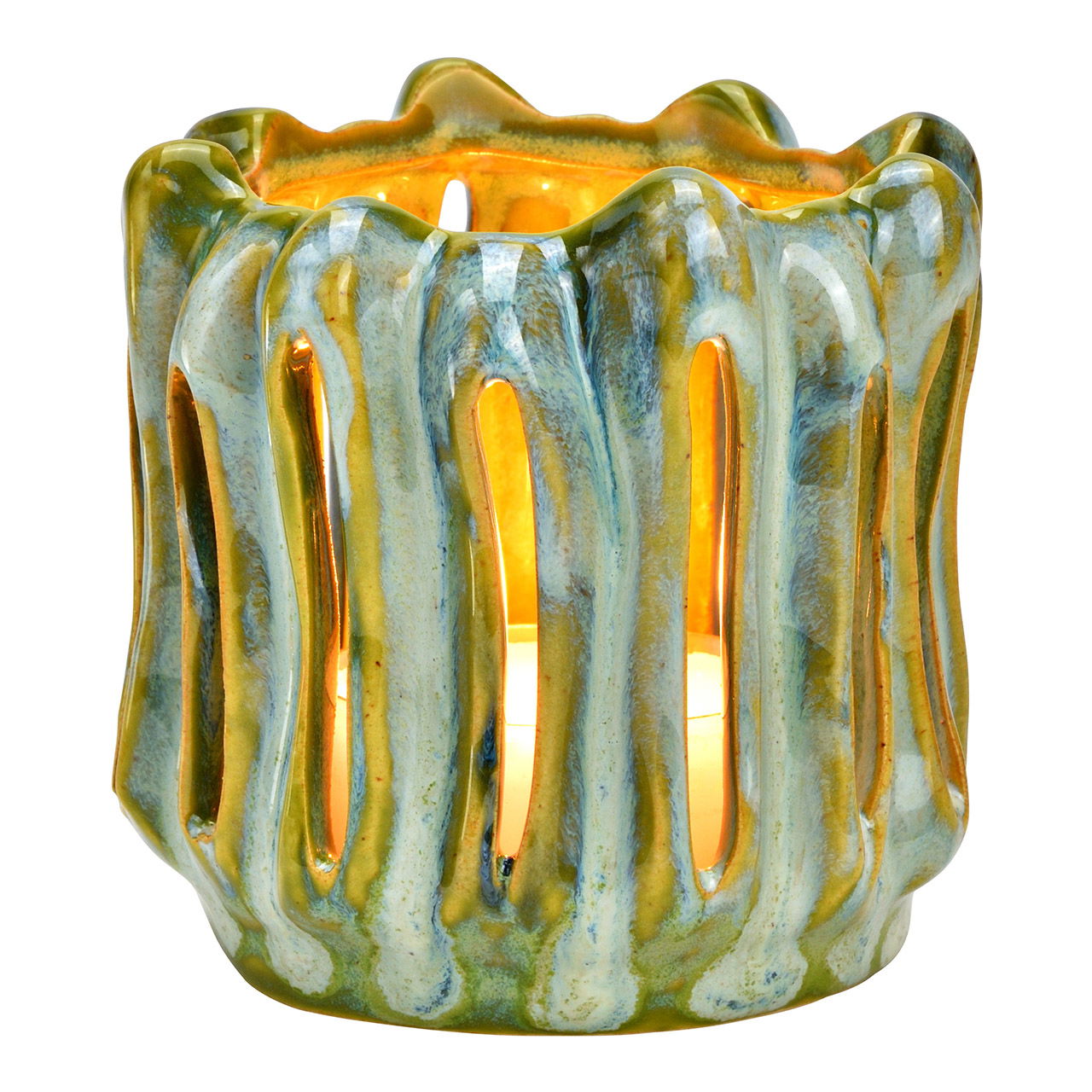 Ceramic wind light, green (W/H/D) 10x10x10cm