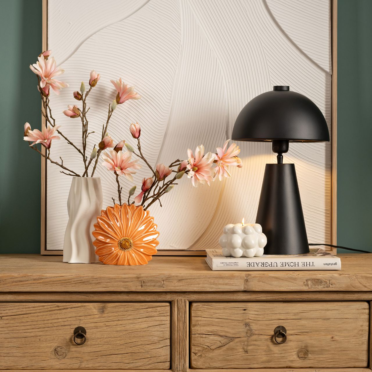 Vase Blütenform aus Keramik, Apricot (B/H/T) 17x16x7cm Vase Blütenform aus Keramik, Apricot (B/H/T) 17x16x7cm