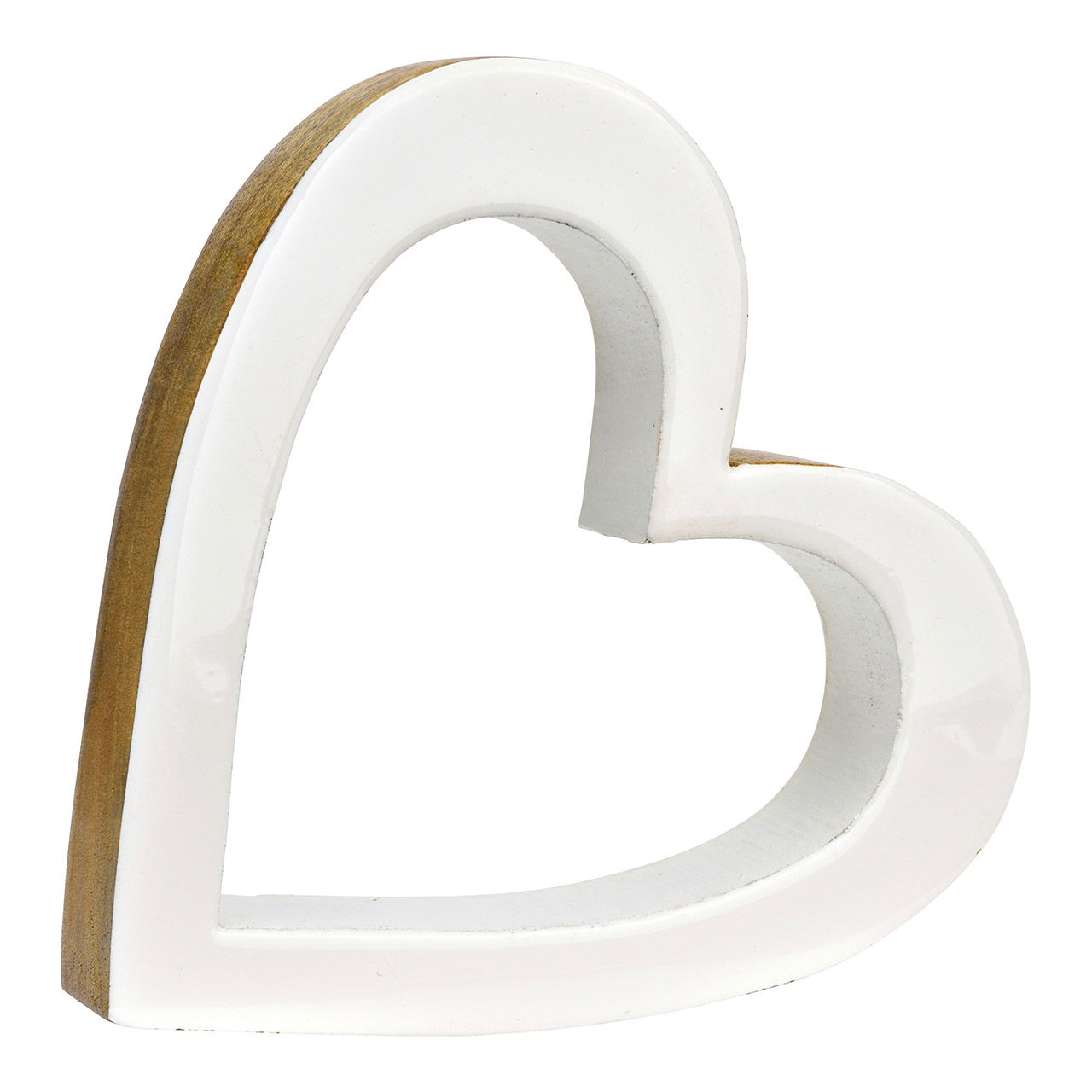 Cuore espositivo in legno di mango bianco (L/H/D) 21x21x3cm