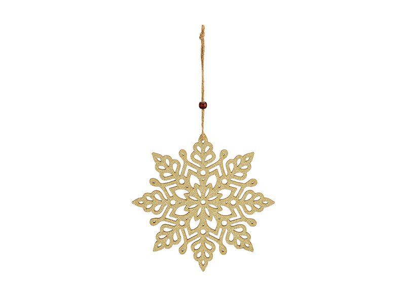 Hanger snowflake of wood natural (W/H) 18x18cm