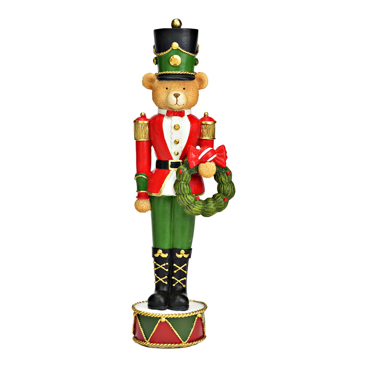 Bär Soldaten Dekor mit Kranz aus Poly, Bunt (B/H/T) 10x30x7cm Nussknacker, Person
