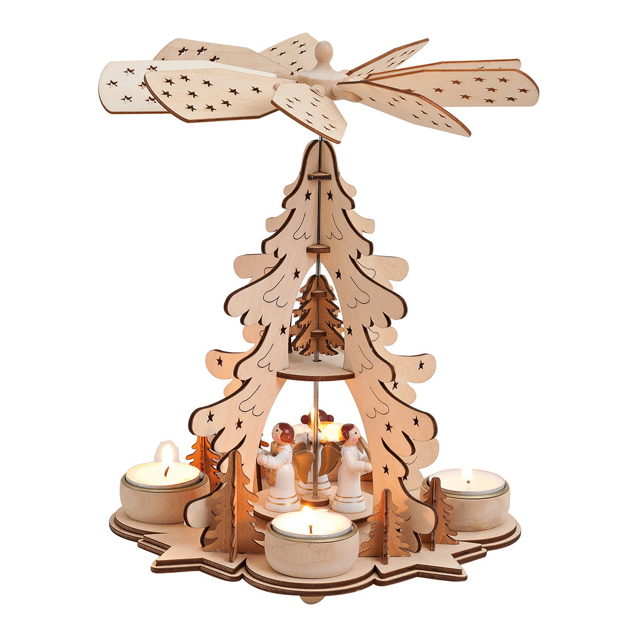 Holzdeko, Weihnachtsbaum, Teelichter, Schwibbogen, Holzfigur