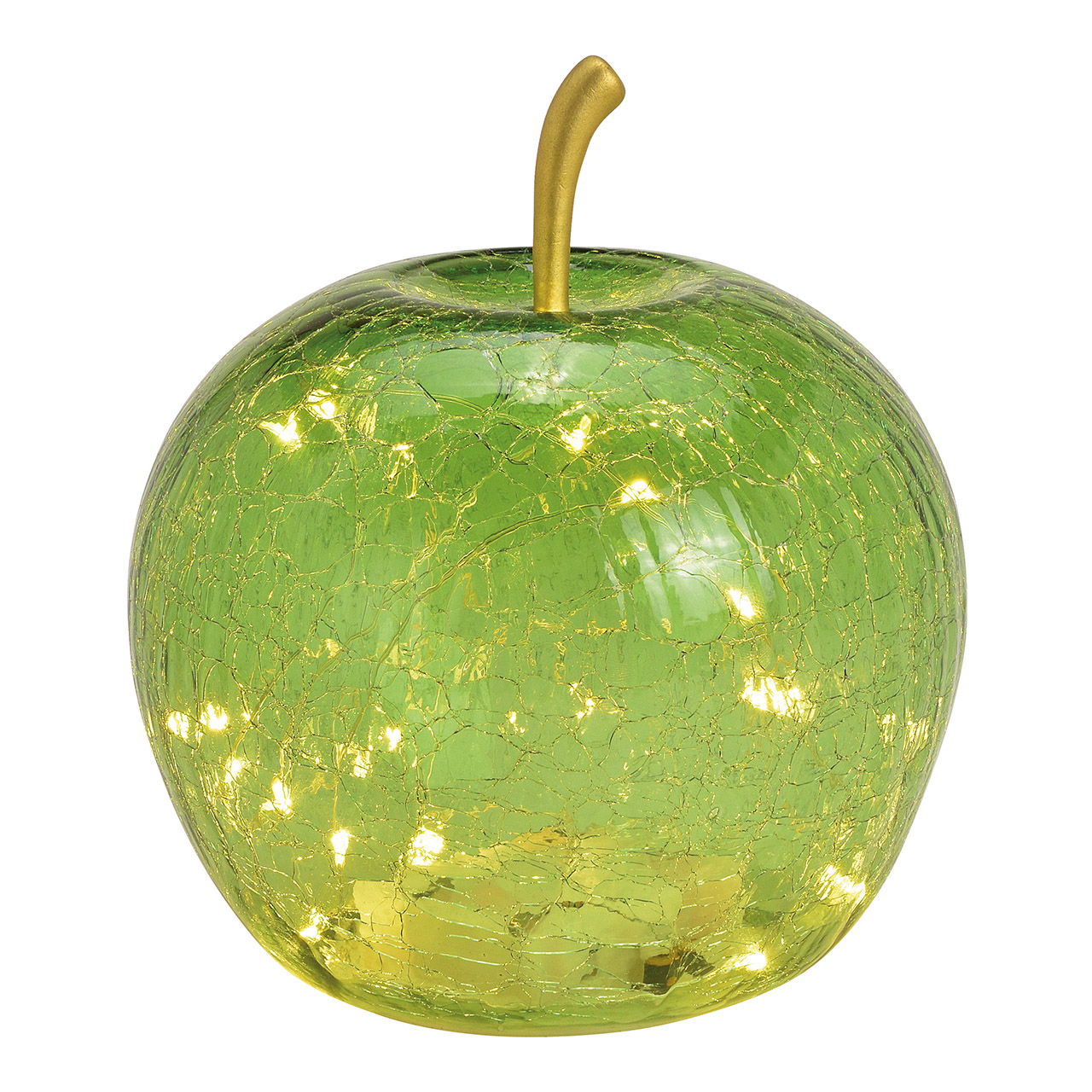 Apple with 20 LEDs with timer made of glass Light green (W/H/D) 16x17x16cm