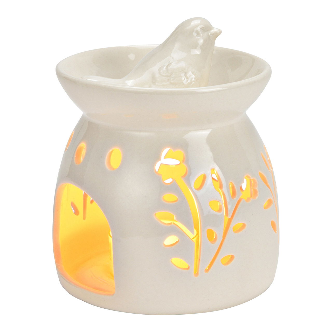 Brule parfum oiseau en porcelaine blanche (L/H/P) 10x12x10cm