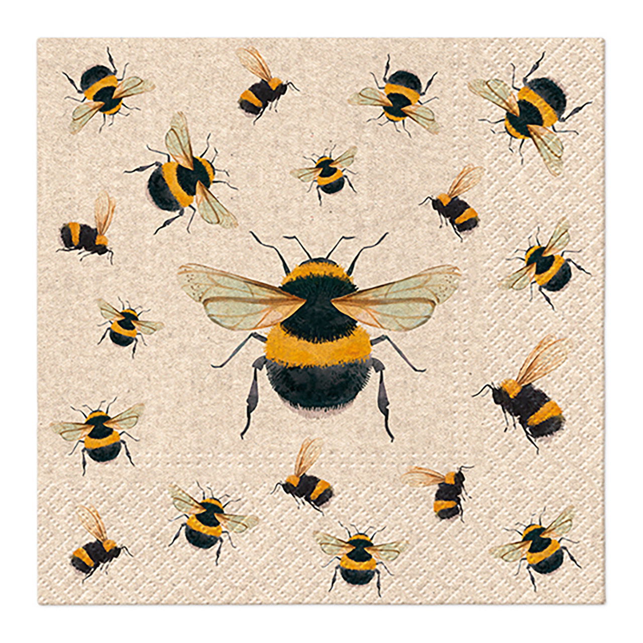 Servilleta decorativa 3 capas abeja, paquete de 20 papel/cartón, natural (ancho/alto) 33x33cm