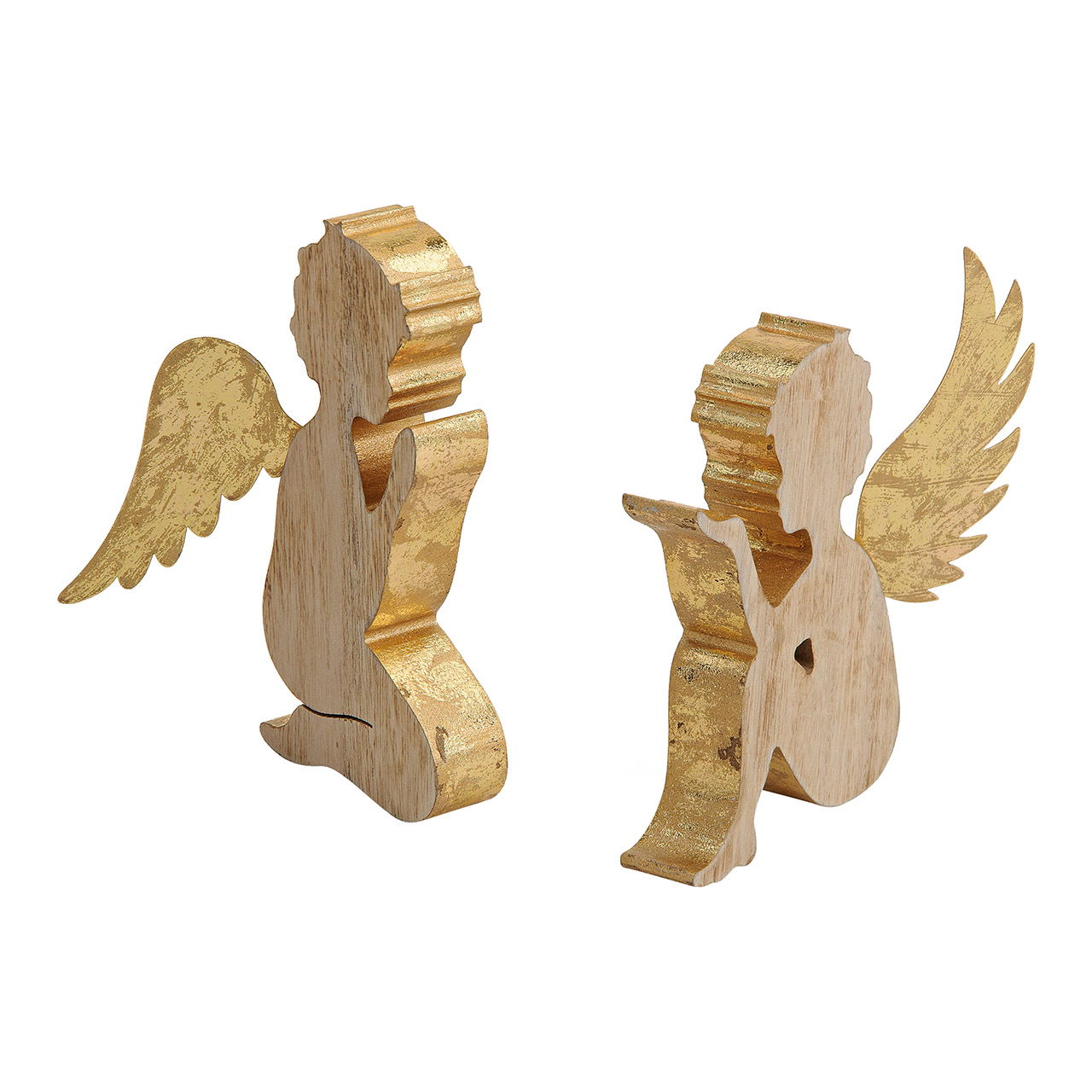 Engel in gold aus Holz/Metall, 2-fach sortiert, 19-21 cm Engel in gold aus Holz/Metall, 2-fach sortiert, 19-21 cm