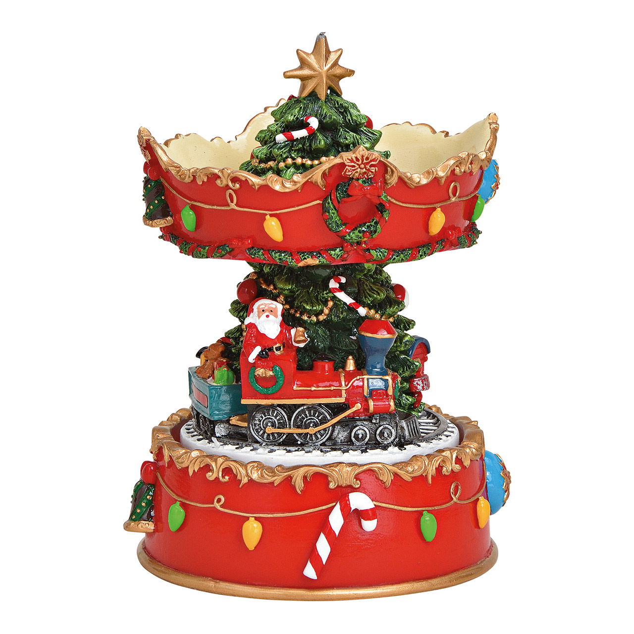 Spieluhr Karussell Baum, Nikolauszug aus Poly Bunt (B/H/T) 7x13x7cm Spieluhr Karussell Baum, Nikolauszug aus Poly Bunt (B/H/T) 7x13x7cm