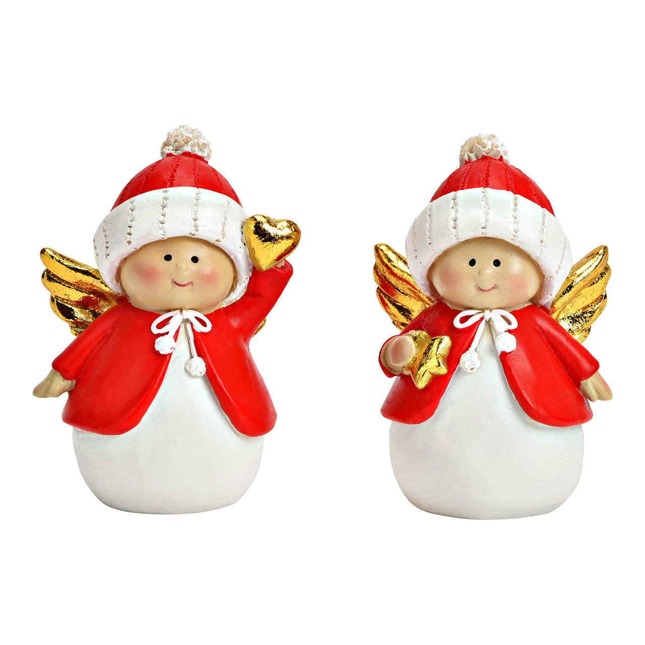 Figur Engel Weihnacht Dekor aus Poly, 2-fach, Rot/Gold (B/H/T) 6x8x4cm