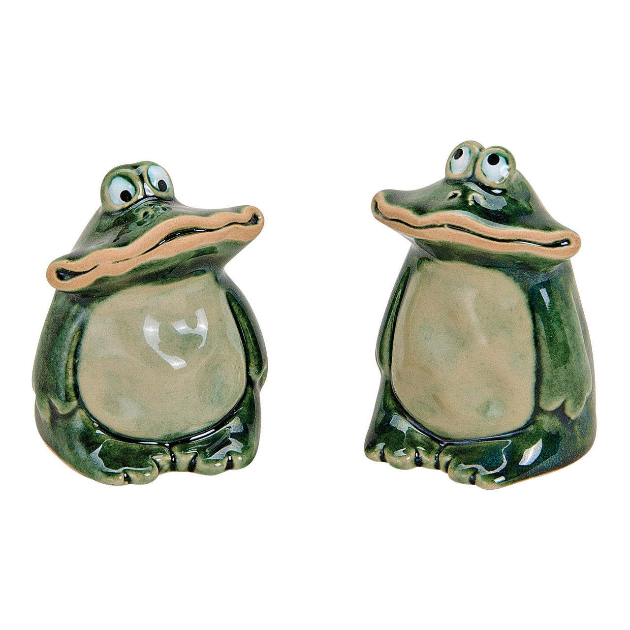 Frosch aus Keramik, grün, 2-fach ( B/H/T) 4x6x4cm Frosch aus Keramik, grün, 2-fach ( B/H/T) 4x6x4cm